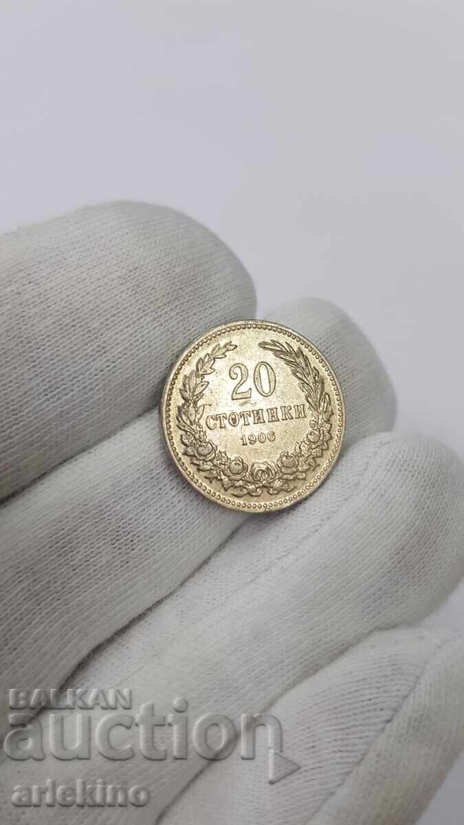 Monedă princiară bulgară 20 stotinki 1906 cu preț € 25.00 | 48.90 BGN