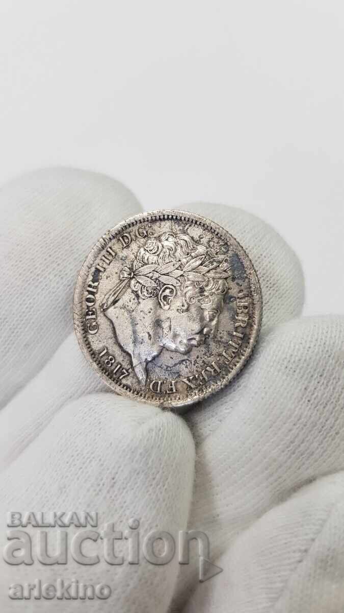 Delivery of Rare Silver Coin 6 Pence Great Britain 1817 George III