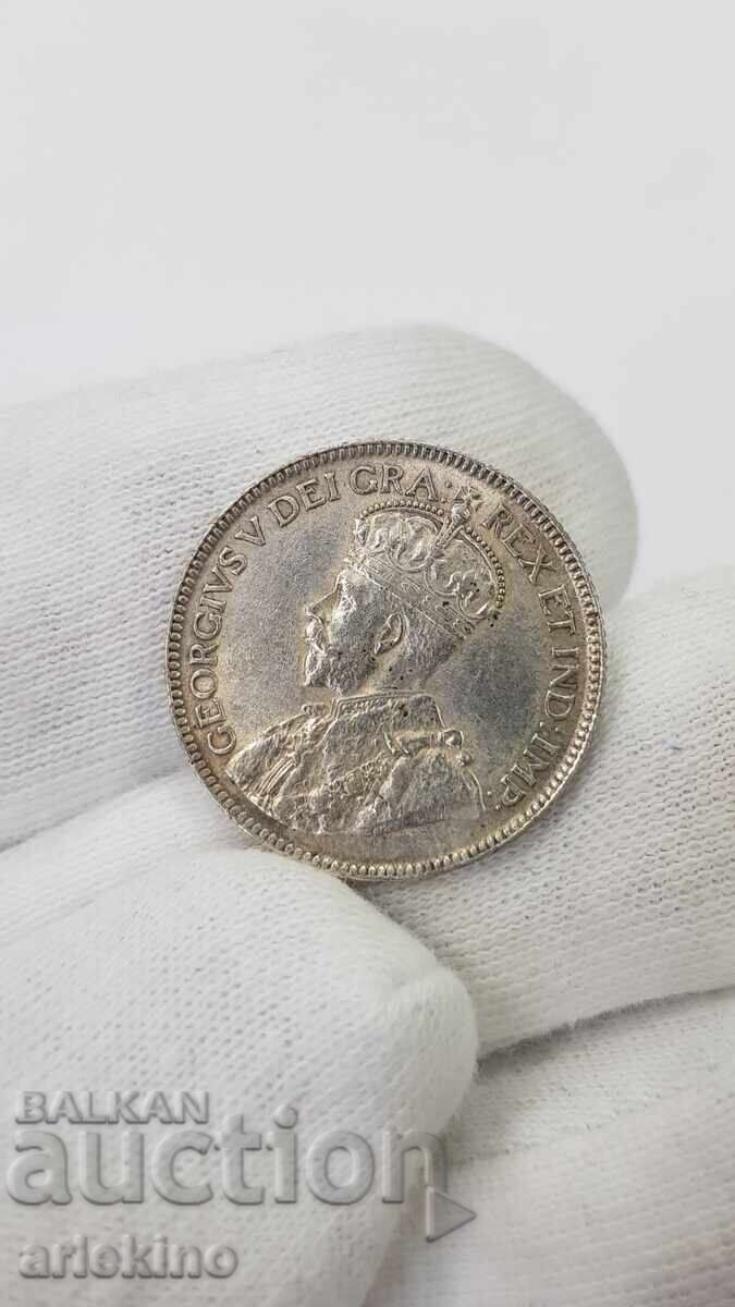 Σπάνιο ασημένιο νόμισμα 25 σεντ 1928 Βρετανική Καναδάς - 6