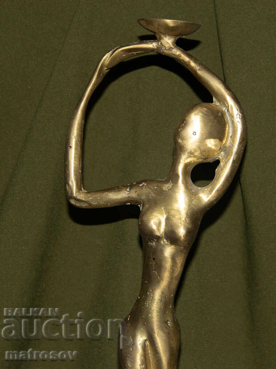 Licitație Sculptură de bronz originală sfeșnic corp gol