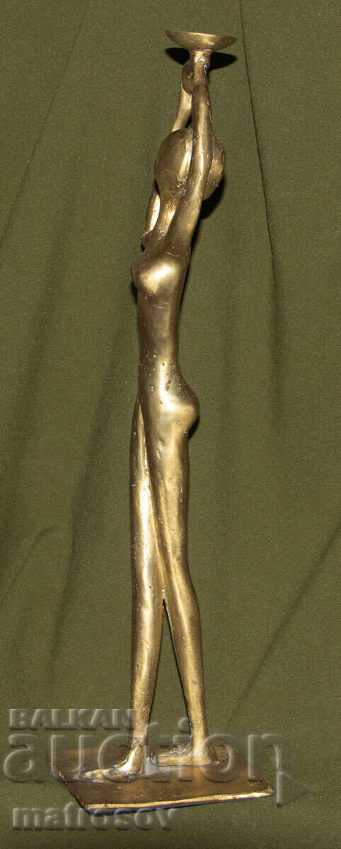 Sculptură de bronz originală sfeșnic corp gol - 5