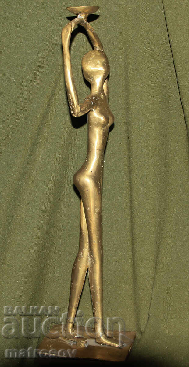 Sculptură de bronz originală sfeșnic corp gol - 6