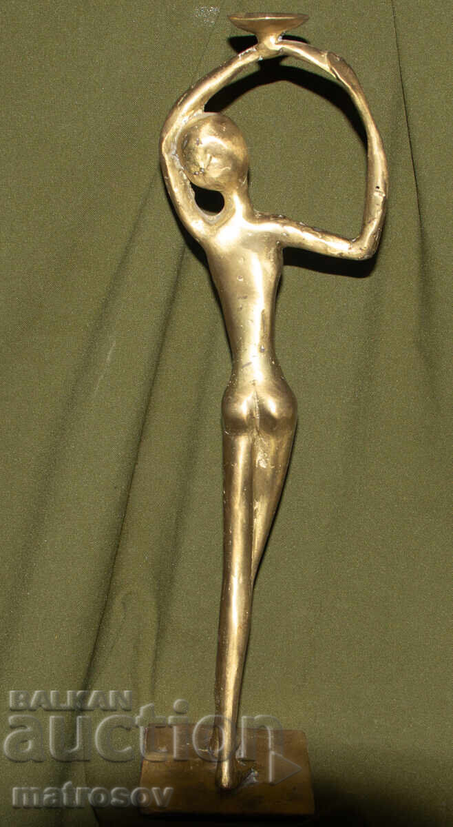 Sculptură de bronz originală sfeșnic corp gol - 7