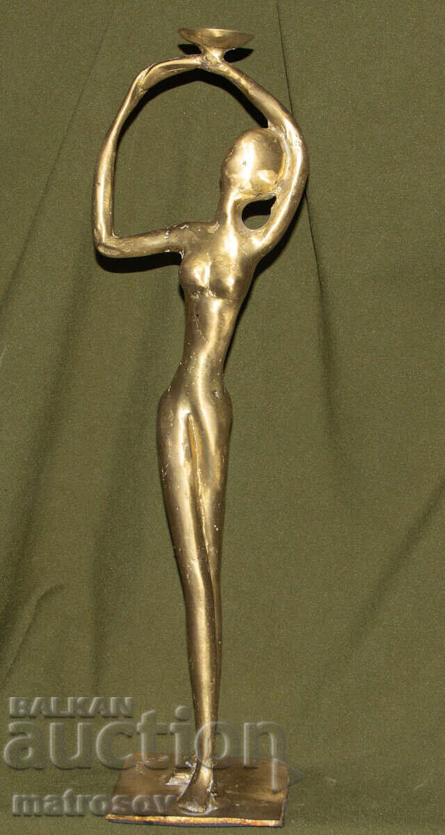 Sculptură de bronz originală sfeșnic corp gol