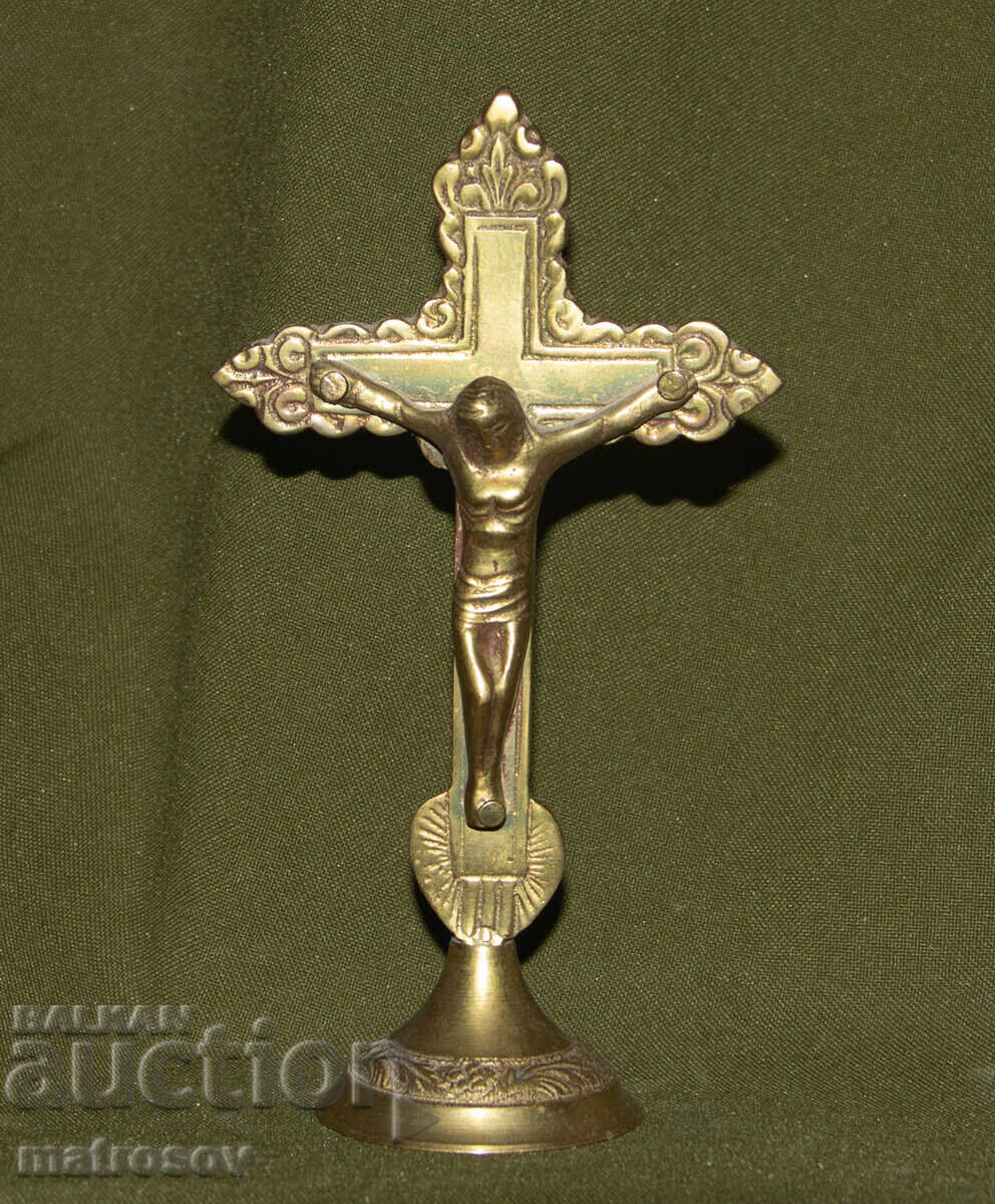 Δημοπρασία Διακοσμητικός επιτραπέζιος ορειχάλκινος σταυρός, εσταυρωμένος