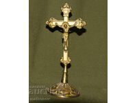 Cruce decorativă de masă din alamă, crucifix
