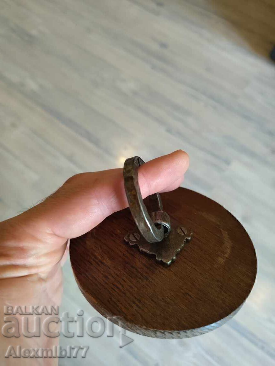 Αρχαίο μεταλλικό κουτί - ξύλινο καπάκι, ρετρό-μεσαιωνικό στυλ - 7