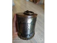 Antique metal box - wooden lid, retro-medieval style