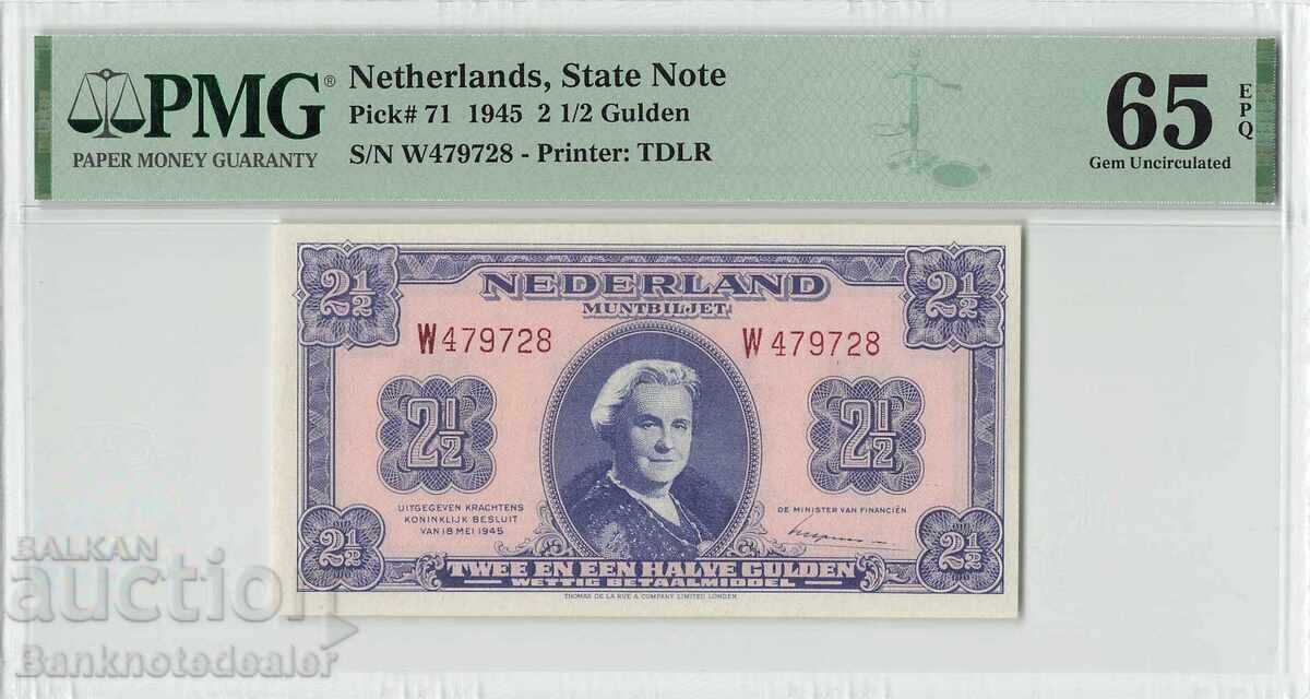 Netherlands 2 1/2 gulden 1945 Pick 71 PMG 65 EPQ