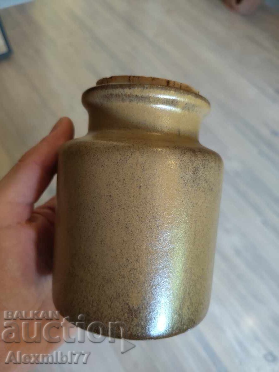 Licitație Vas ceramic antic din Franța pentru muștar Armand Bizouard Amora Licitație Vas ceramic antic din Franța pentru muștar Armand Bizouard Amora
