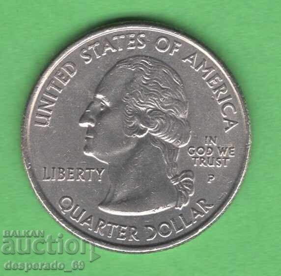 (¯`'•.¸ 25 cents 2001 P USA (North Carolina) ¸.•'´¯) with price 1.30 BGN | € 0.66