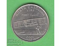 (¯`'•.¸ 25 cents 2001 P USA (North Carolina) ¸.•'´¯)