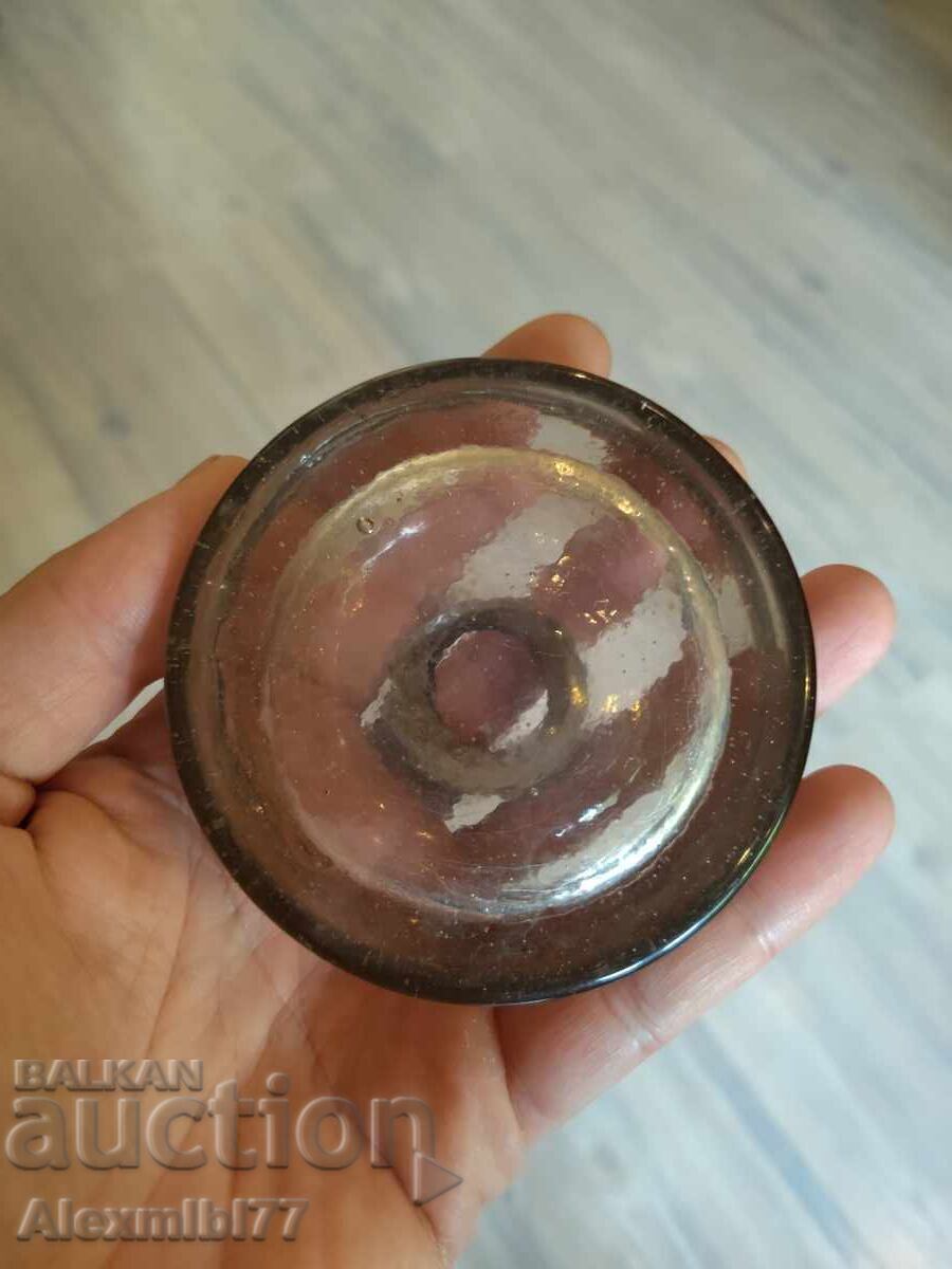Auction Old English glass inkwell for pen Auction Old English glass inkwell for pen