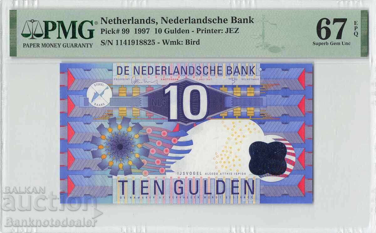 Netherlands 10 Gulden 1997 Pick 99 PMG Superb Gem UNC 67 EPQ
