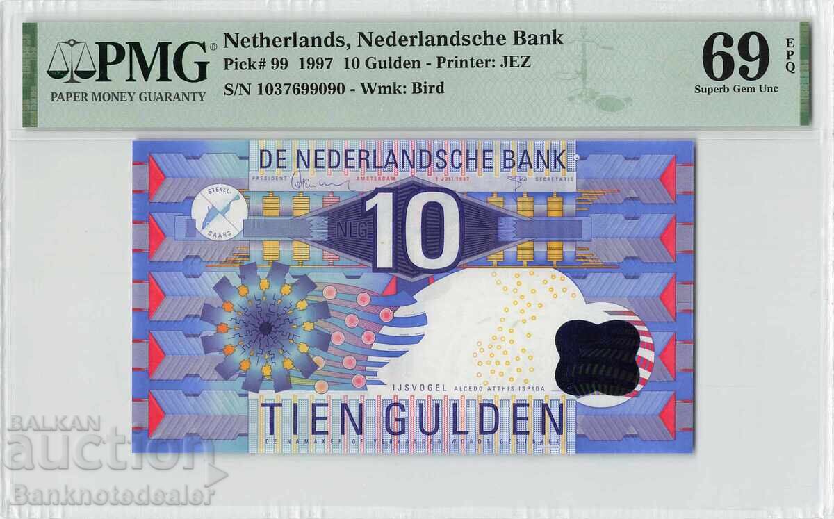 Ολλανδία 10 Γκίλντερ 1997 Pick 99 PMG Superb Gem UNC 69 EPQ