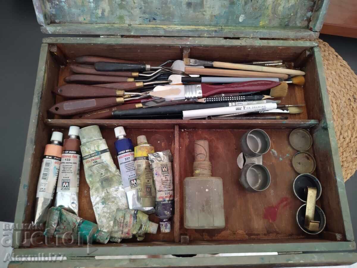 Used wooden box for an artist, type of tabletop easel - 7 Used wooden box for an artist, type of tabletop easel - 7