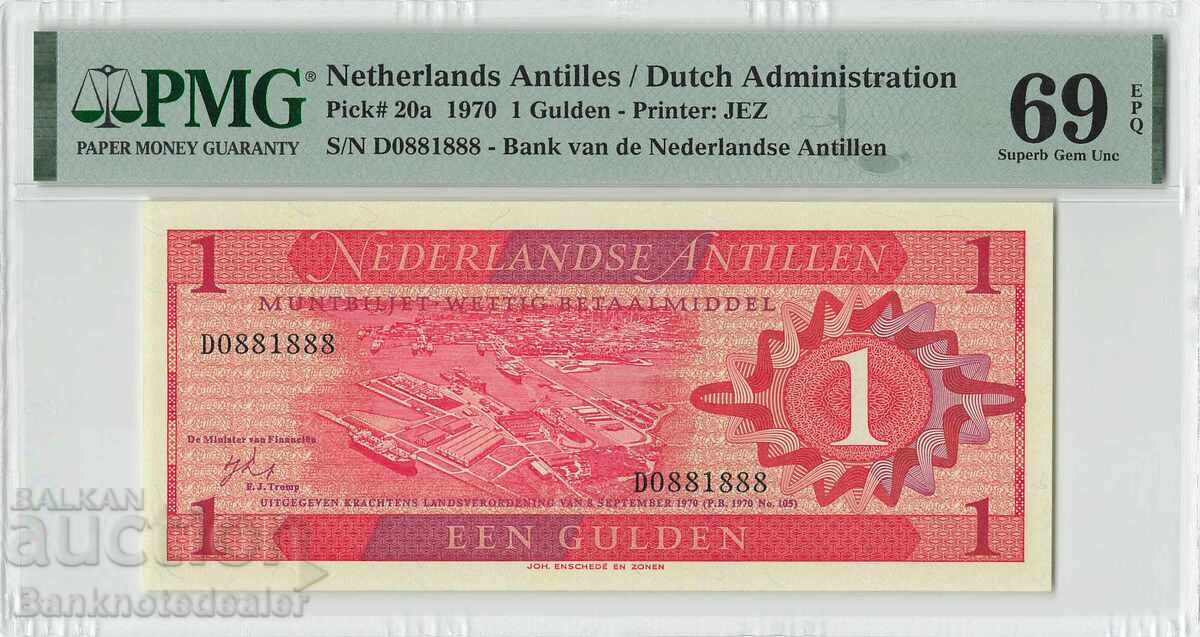 Netherlands Antilles 1 Gulden 1970 Pick 20a PMG 69 Gem
