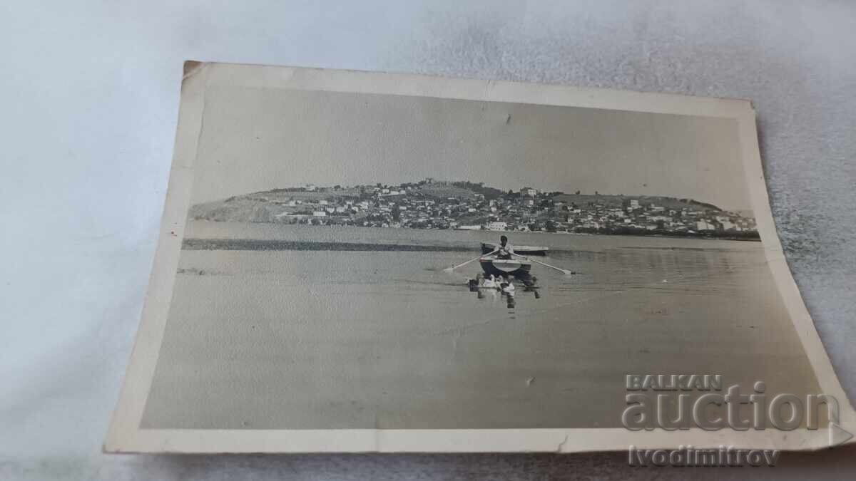 Photo Ohrid Man with a boat in Lake Ohrid 1942