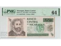 Nicaragua 1/2 Cordoba 1991 Pick 171 PMG Choice Uncirculated 64