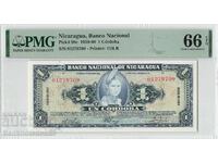 Nicaragua 1 Cordoba 1959-60 Pick 99c PMG Gem UNC 66 EPQ