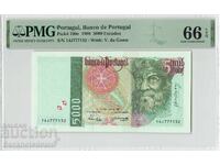 Portugal 5000 Escudos 1998 Pick 190e PMG Gem UNC 66 EPQ