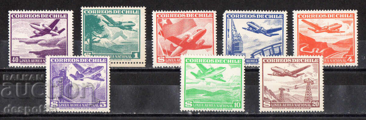 1951-55. Chile. Airmail - Airplane. Without watermark