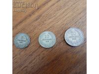 Lot of 5, 10, and 20 stotinki 1913