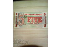 Bancnotă militară - Marea Britanie - 5 pence UNC