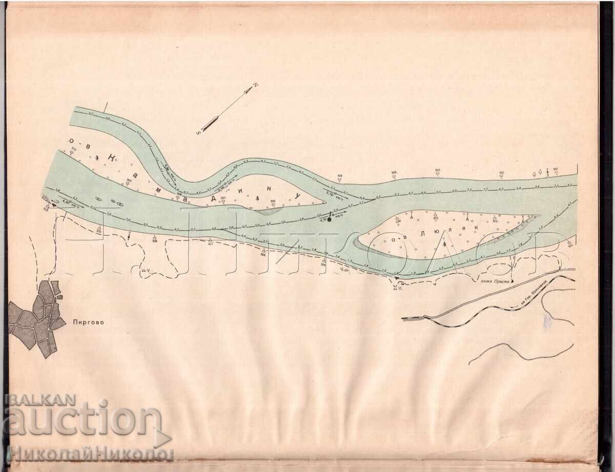 1961 CARTE DE NAVIGAȚIE A FLUVIULUI DUNĂREA, SECTORUL BULGAR K040 - 6 1961 CARTE DE NAVIGAȚIE A FLUVIULUI DUNĂREA, SECTORUL BULGAR K040 - 6