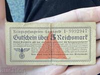 Germany Third Reich 5 Mark Camp Money World War II
