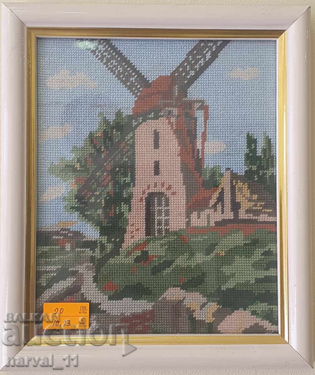 Goblen - moară de vânt. 21 × 24 cm Goblen - moară de vânt. 21 × 24 cm