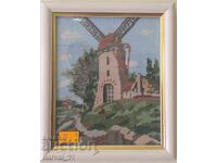 Goblen - moară de vânt. 21 × 24 cm