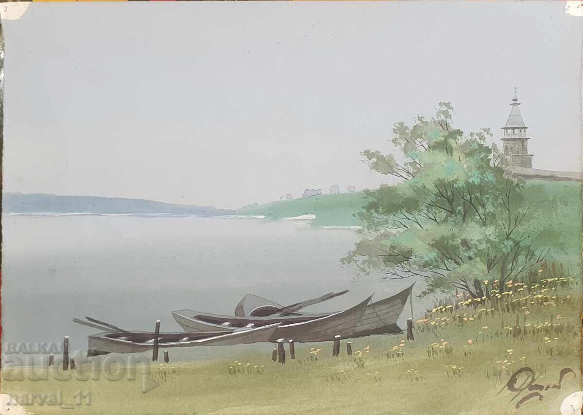 Ακουαρέλα / γκουάς - τοπίο. Σοβιετικός καλλιτέχνης