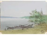 Acuarelă / guașă - peisaj. Artist sovietic