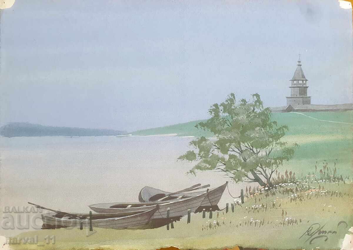 Watercolor / gouache - landscape. Soviet artist