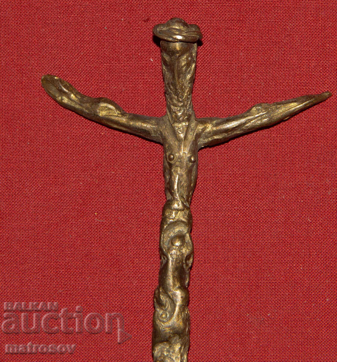 Διακοσμητικός, χειροποίητος, χάλκινος σταυρός, πλαστική, εσταυρωμένος - 5