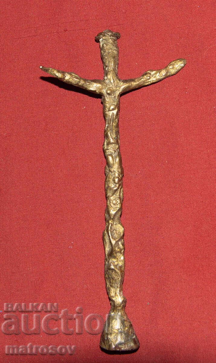 Διακοσμητικός, χειροποίητος, χάλκινος σταυρός, πλαστική, εσταυρωμένος - 7