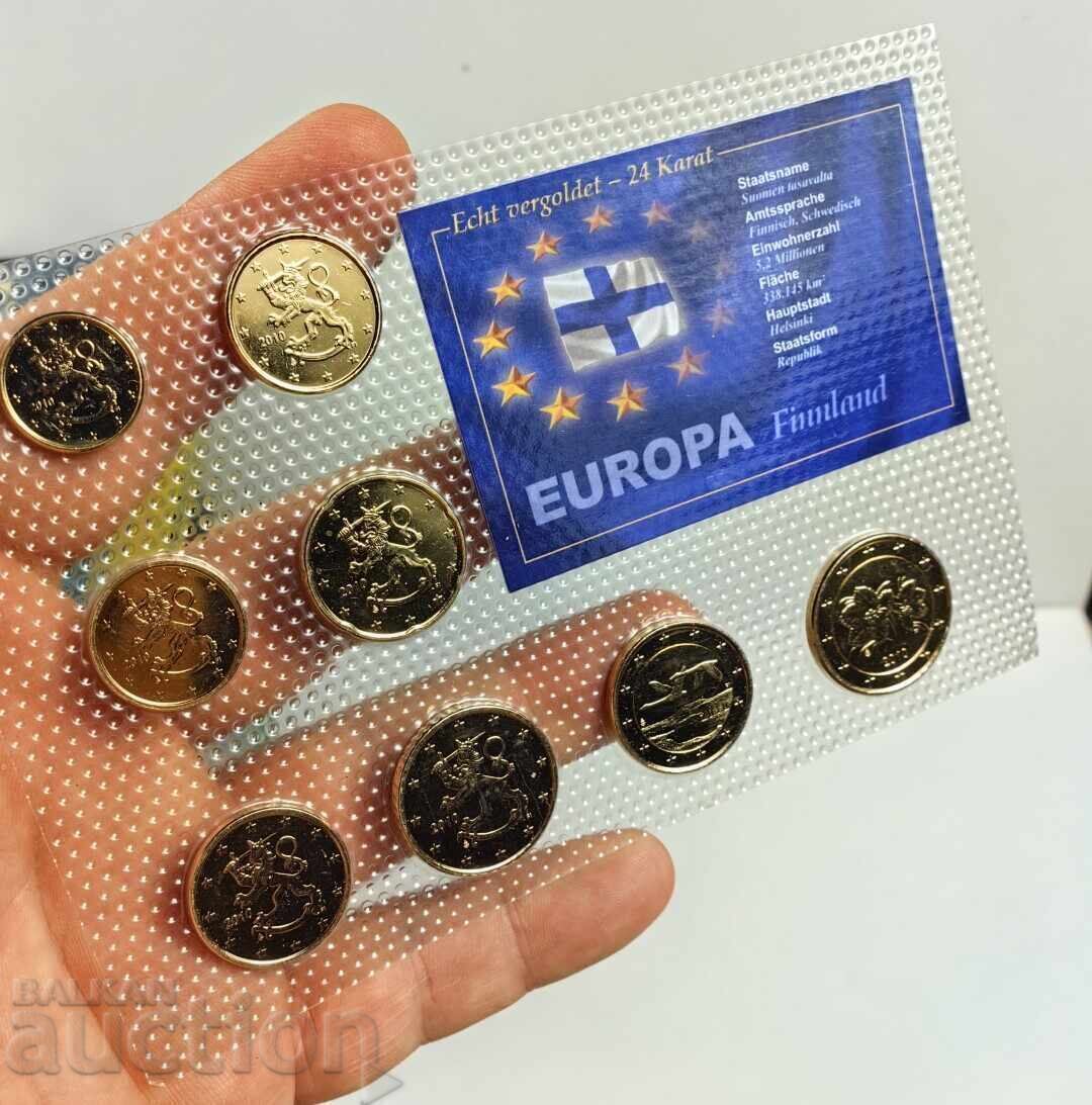 Delivery of SET EURO COINS FINLAND GOLD PLATED 24 CARAT GOLD PLATED