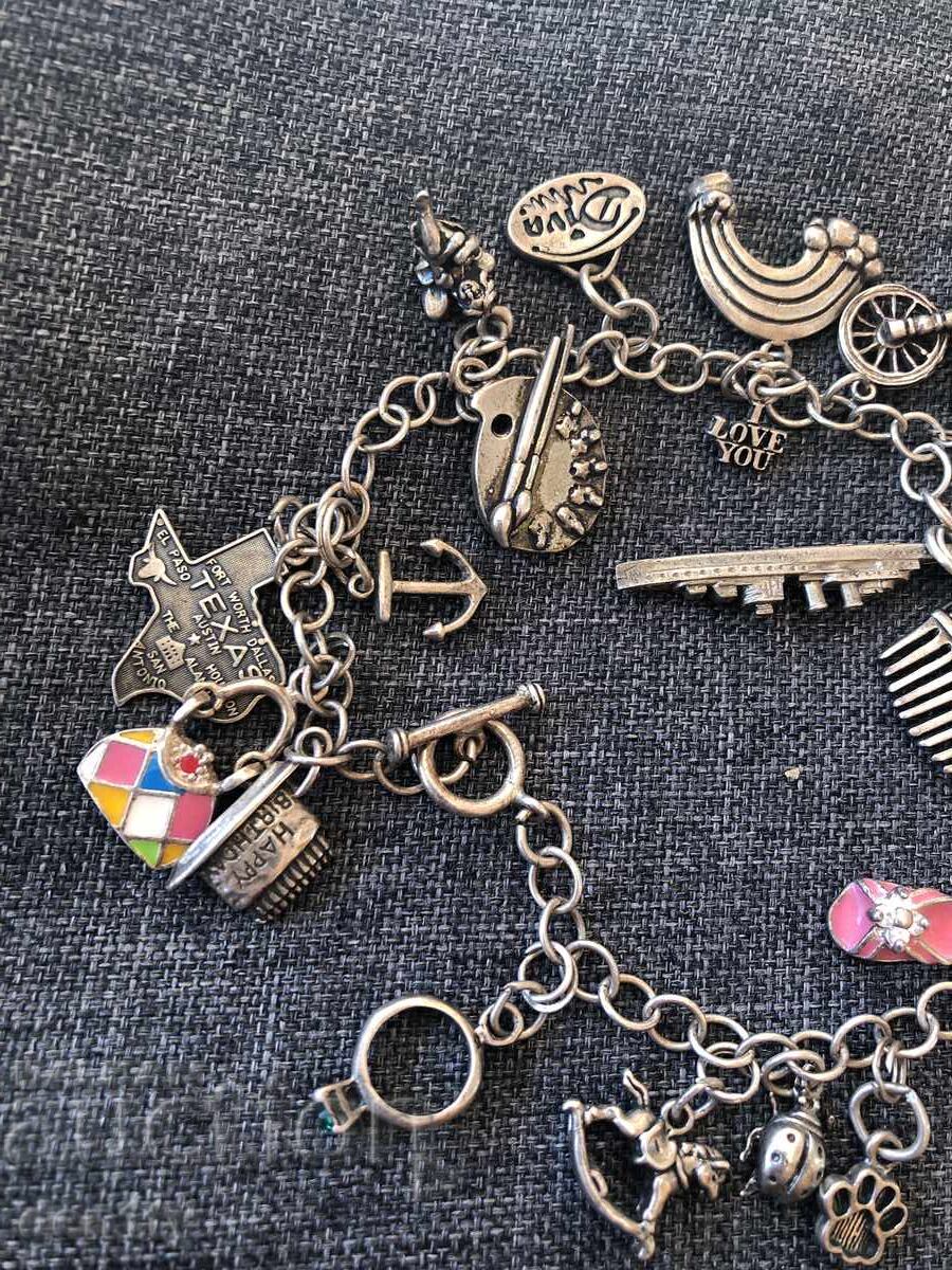 American silver charm bracelet vintage with price 190.00 BGN | € 97.15