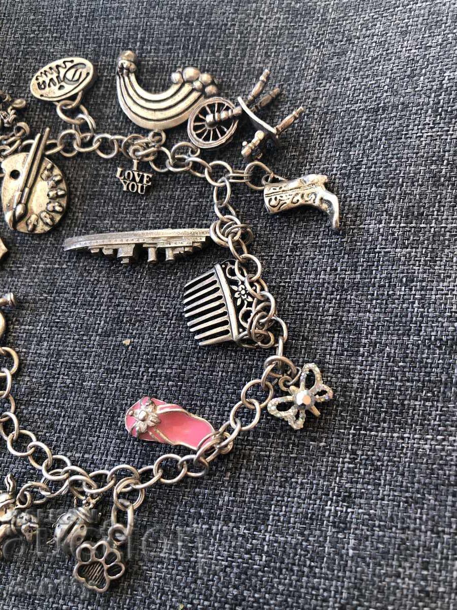 Auction  American silver charm bracelet vintage