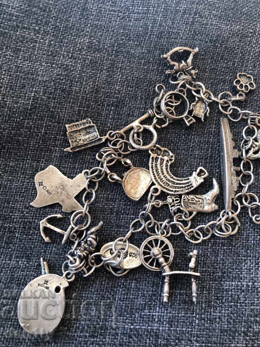 Delivery of American silver charm bracelet vintage