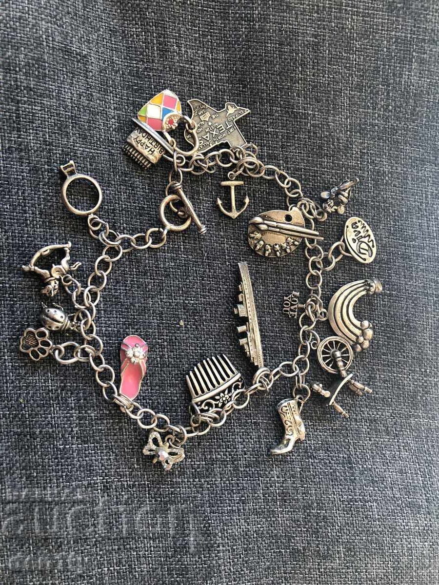 American silver charm bracelet vintage