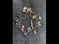 американска сребърна гривна с висулки винтидж