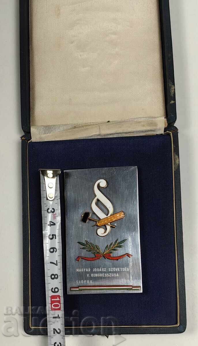 Delivery of 1958 STAR PLAQUE WITH ENAMEL ASSOCIATION OF HUNGARIAN LAWYERS BOX Delivery of 1958 STAR PLAQUE WITH ENAMEL ASSOCIATION OF HUNGARIAN LAWYERS BOX