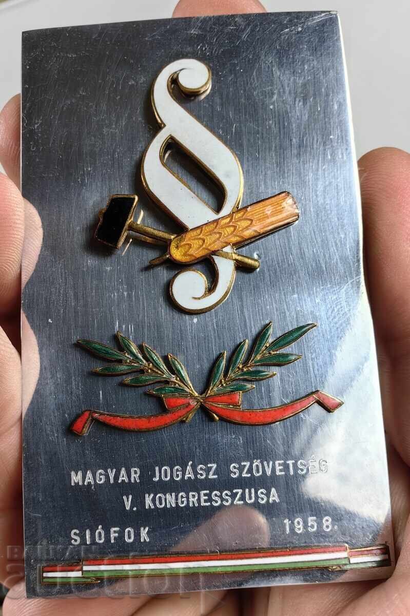 1958 STAR PLAQUE WITH ENAMEL ASSOCIATION OF HUNGARIAN LAWYERS BOX - 7 1958 STAR PLAQUE WITH ENAMEL ASSOCIATION OF HUNGARIAN LAWYERS BOX - 7