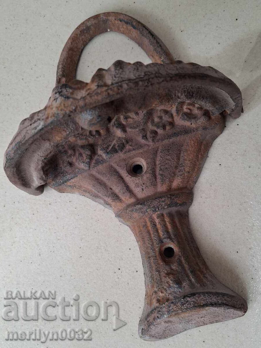 Old door knocker, embossed cast iron, WORKS - 6