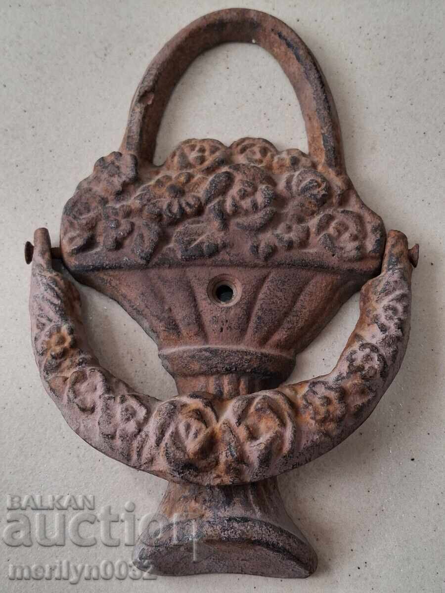 Old door knocker, embossed cast iron, WORKS