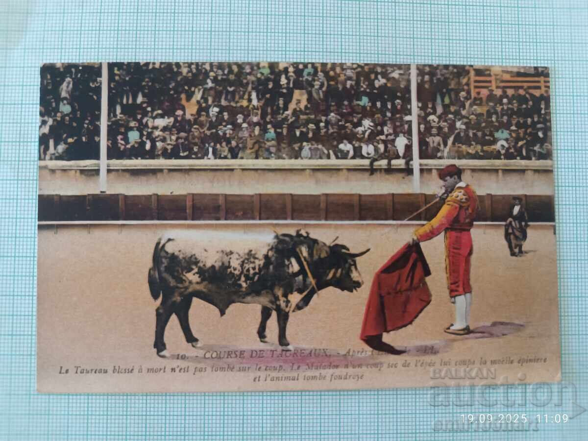 Veche carte poștală colorată Corida Veche carte poștală colorată Corida