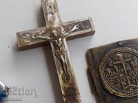 Cruce din sidef, argintată, lemn de măslin