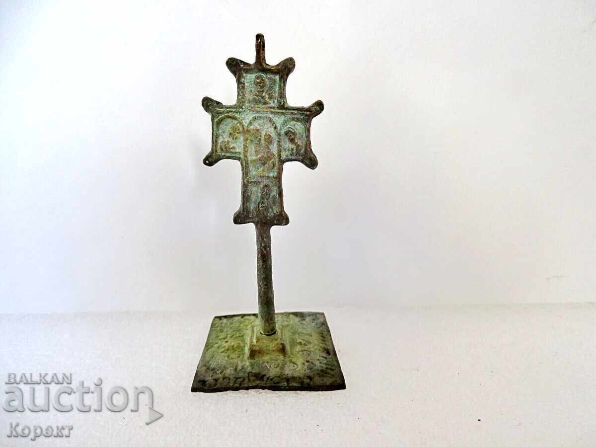 Auction  Old bronze ritual seal for prosphora, cross, crucifix 1